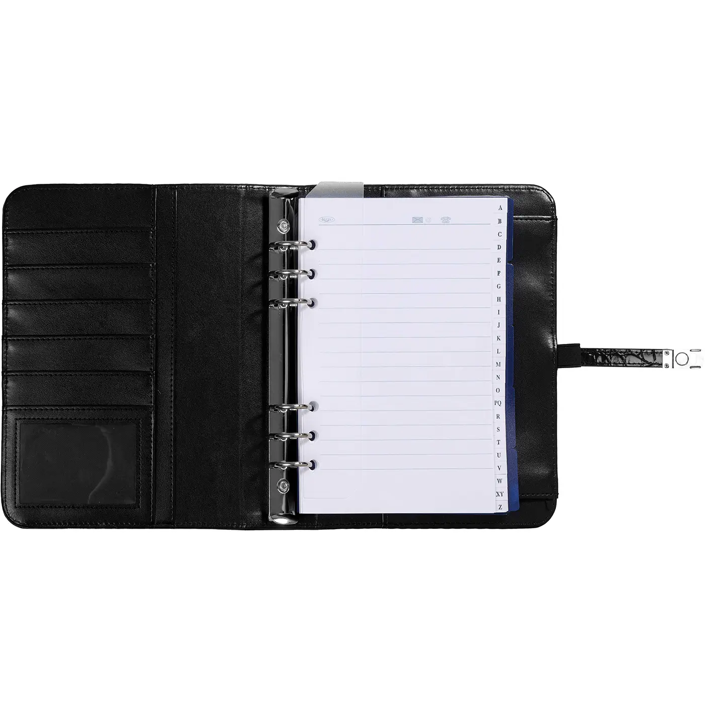 1011-06 Refillable A5 Ring Binder Planner Alligator Black - Image 2
