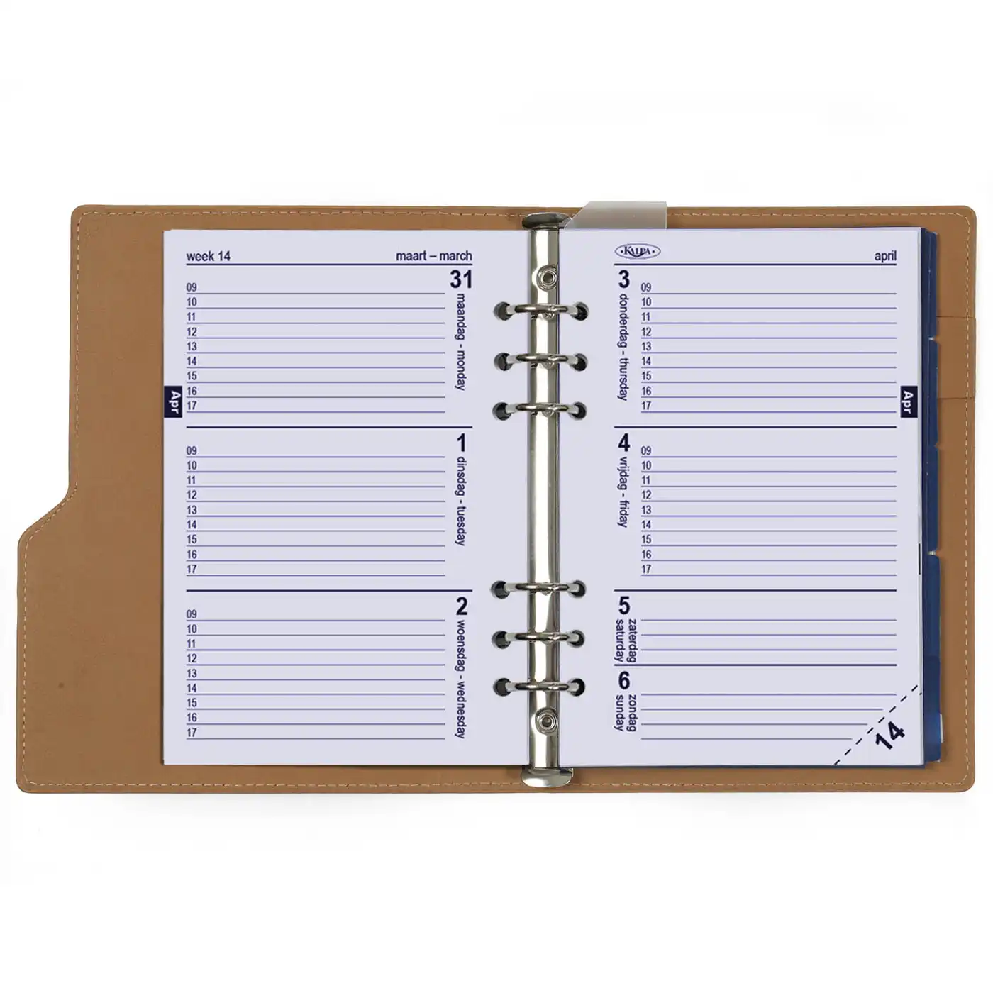 1016-05 Refillable A5 Ring Binder Agenda Snake Print Brown - Image 2