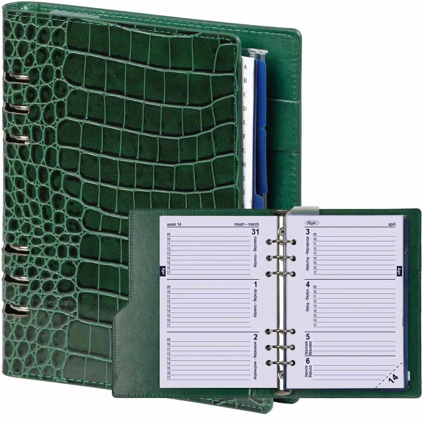 1016-09 Refillable A5 Planner Organizer Compact Croco Green - Image 4
