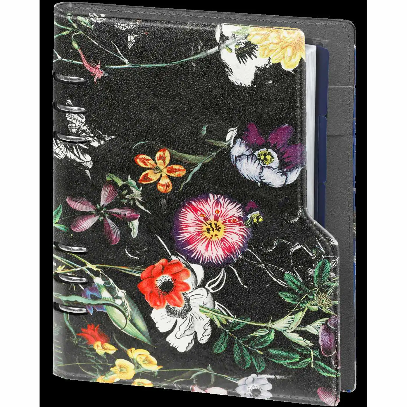 1016-12 Refillable A5 Ring Binder Organizer Sea of Flowers Black - Image 5