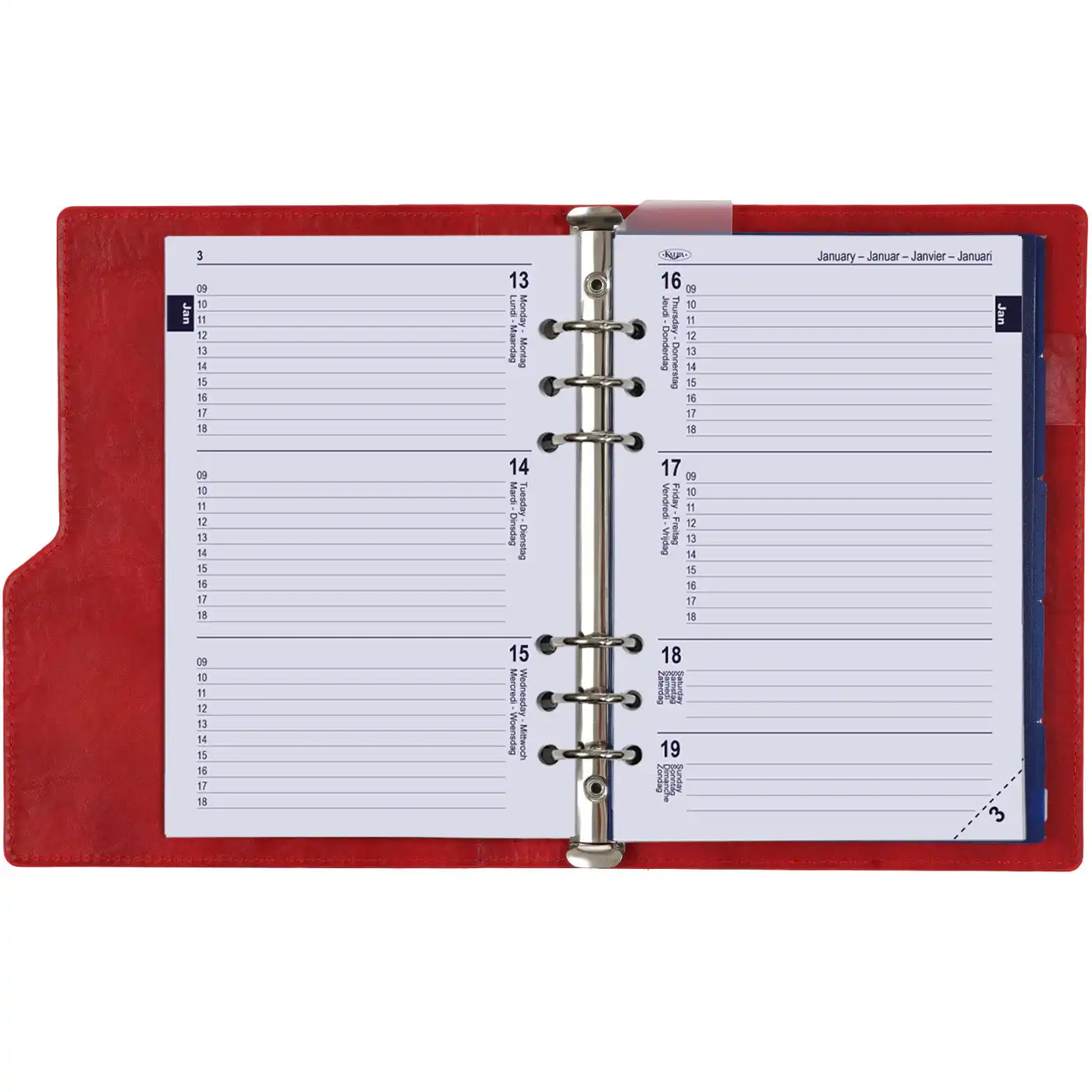 1016-16 A5 6 Ring Planner Organizer Red - Image 4