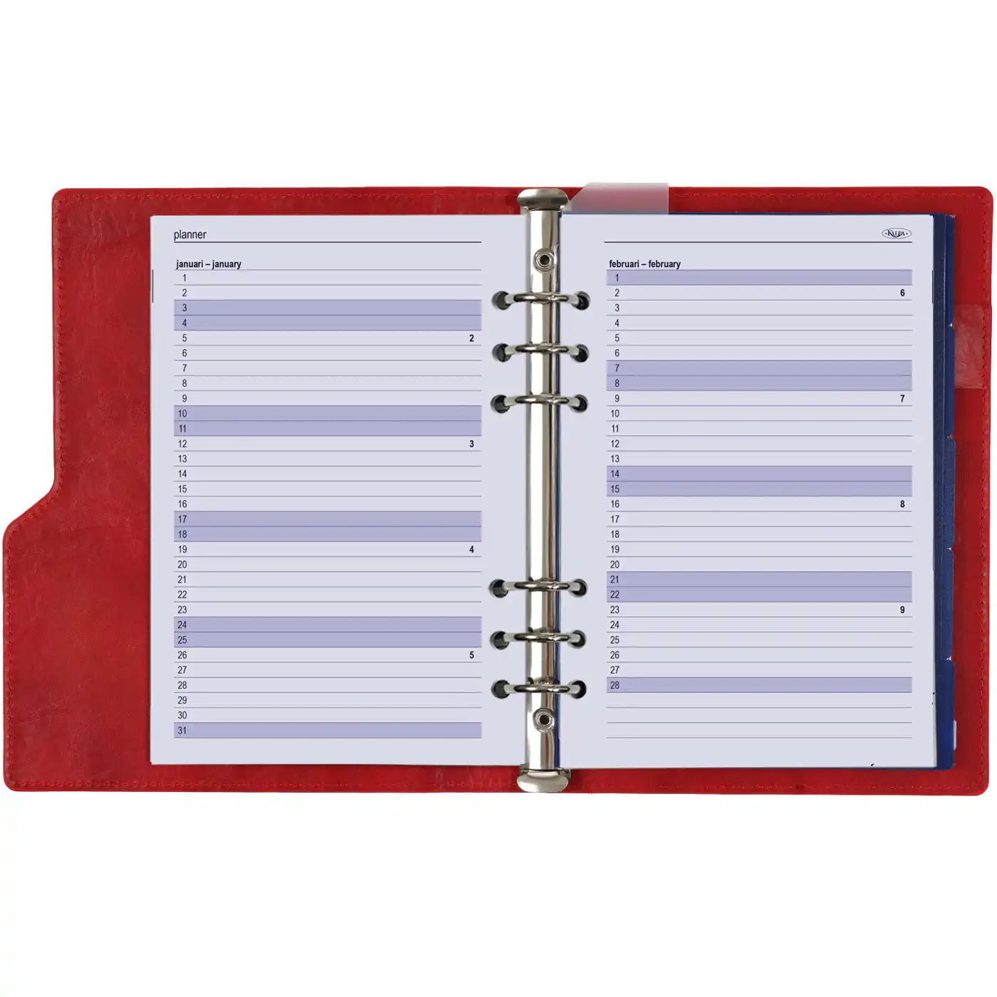 1016-16 A5 6 Ring Planner Organizer Red - Image 5
