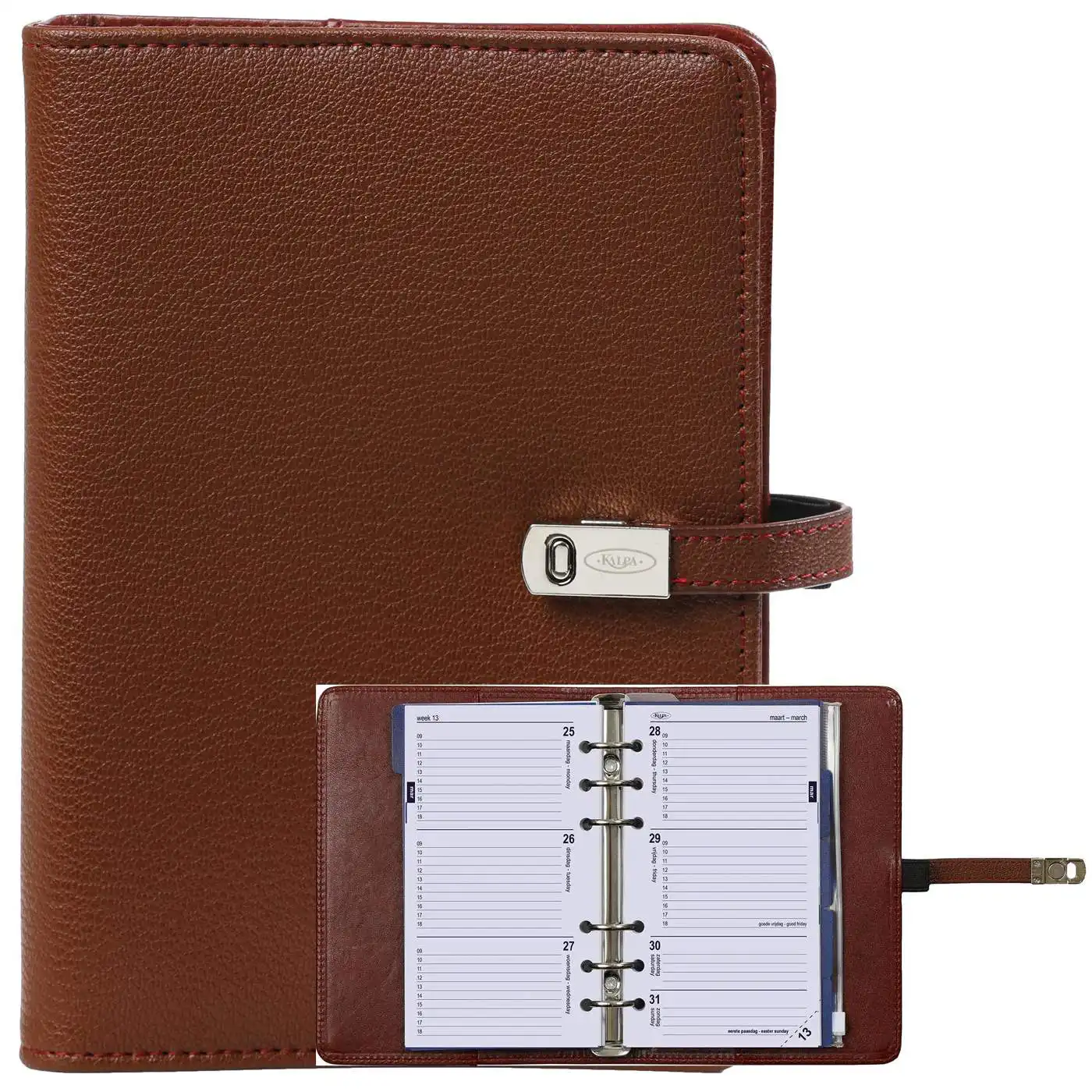 1111-02 Refillable Personal Ring Binder Organizer Hazelnut Brown - Image 8