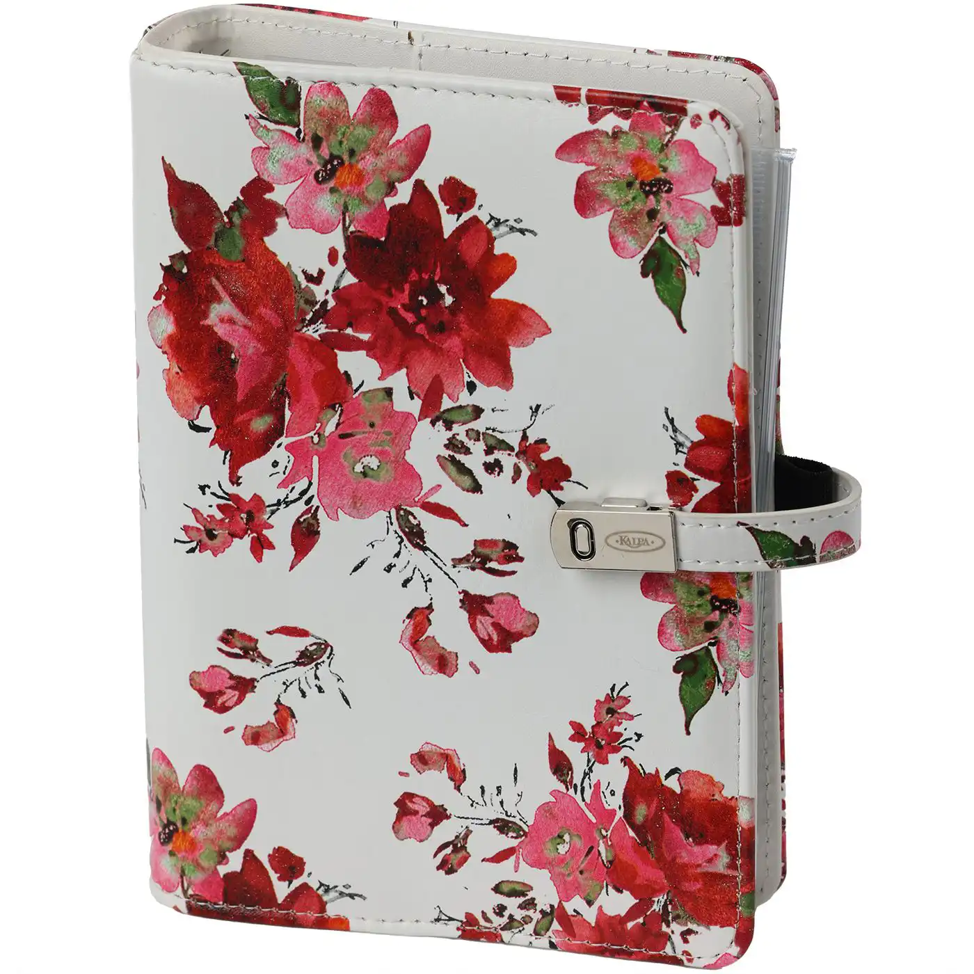 1111-15 Personal Organizer Ring Binder Red Flowers - Image 2