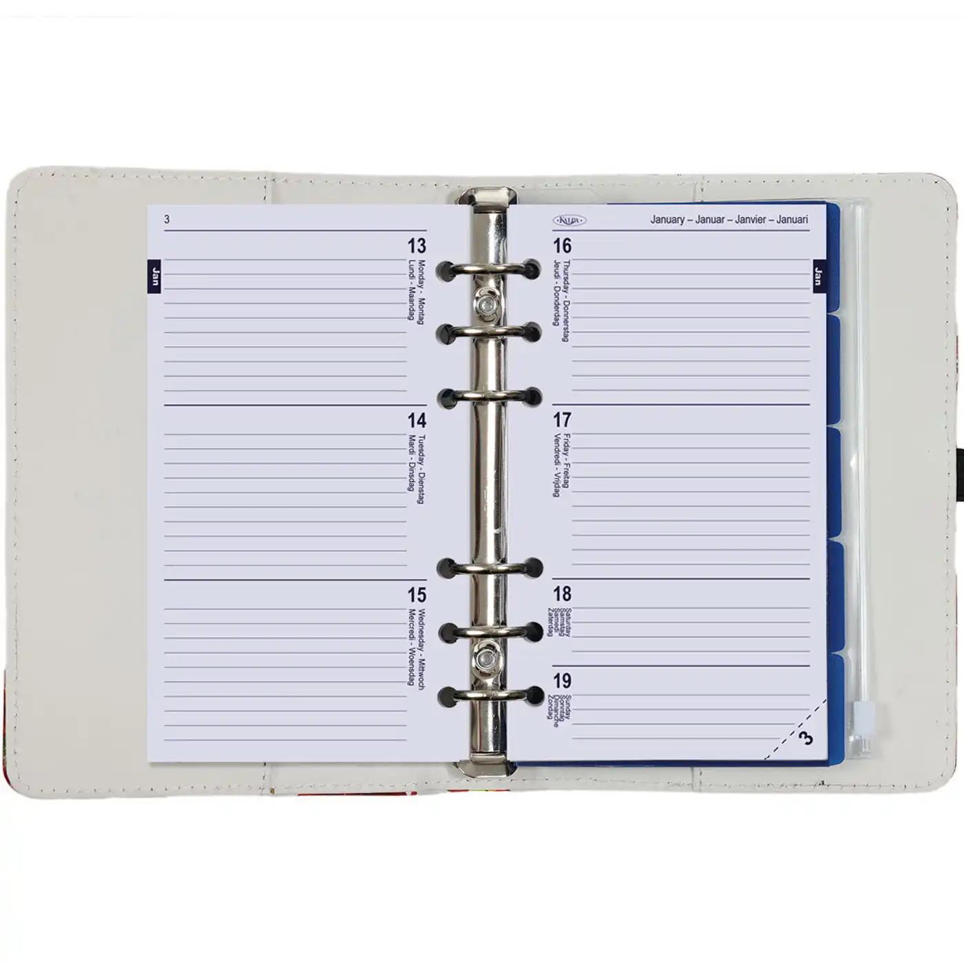1111-15 Personal Organizer Ring Binder Red Flowers - Image 6