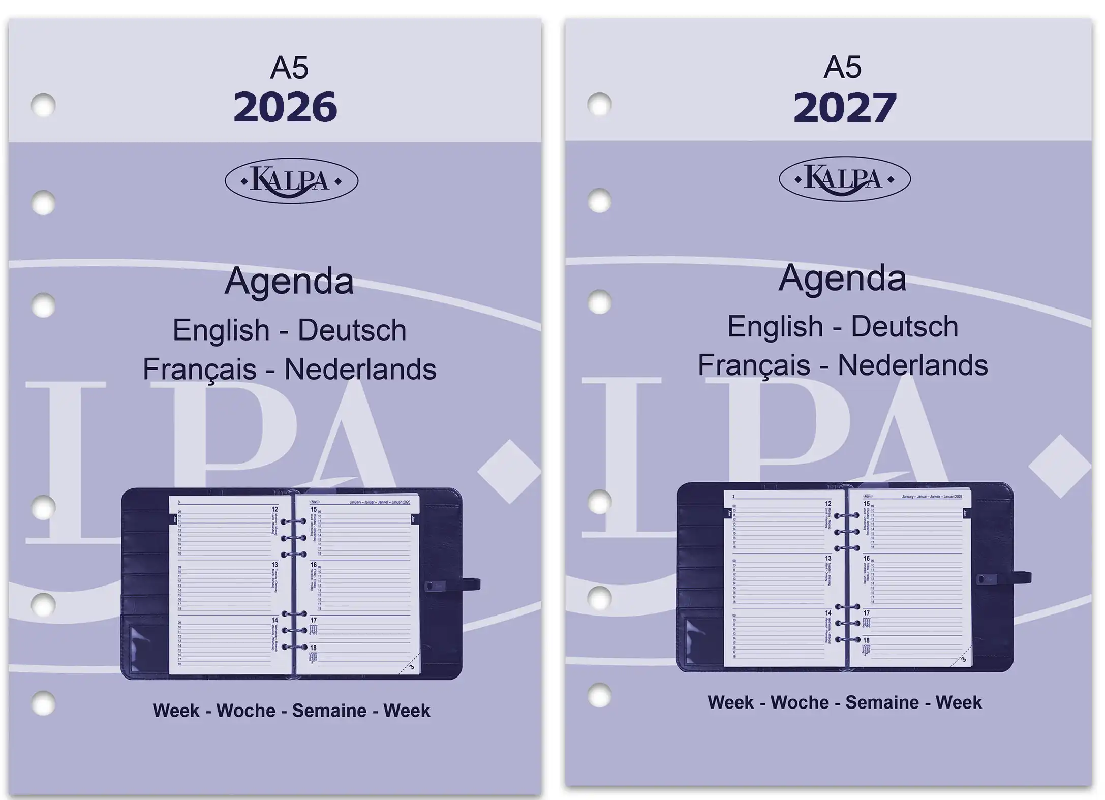 6206-26-27 210 x 144 mm A5 Agenda Inserts Weekly EN DE FR NL 2026 2027 - Image 7
