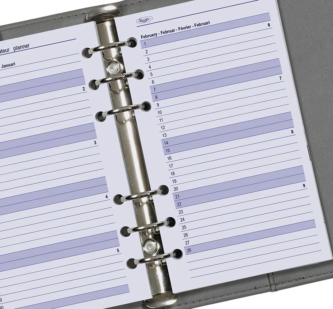 6216-26-27 170 x 95 mm Personal Ring Binder Agenda Refills EN FR DE NL 2026 2027 - Image 3