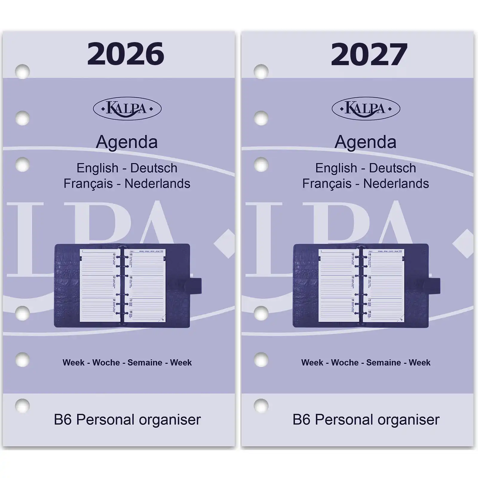 6216-26-27 170 x 95 mm Personal Ring Binder Agenda Refills EN FR DE NL 2026 2027 - Image 5