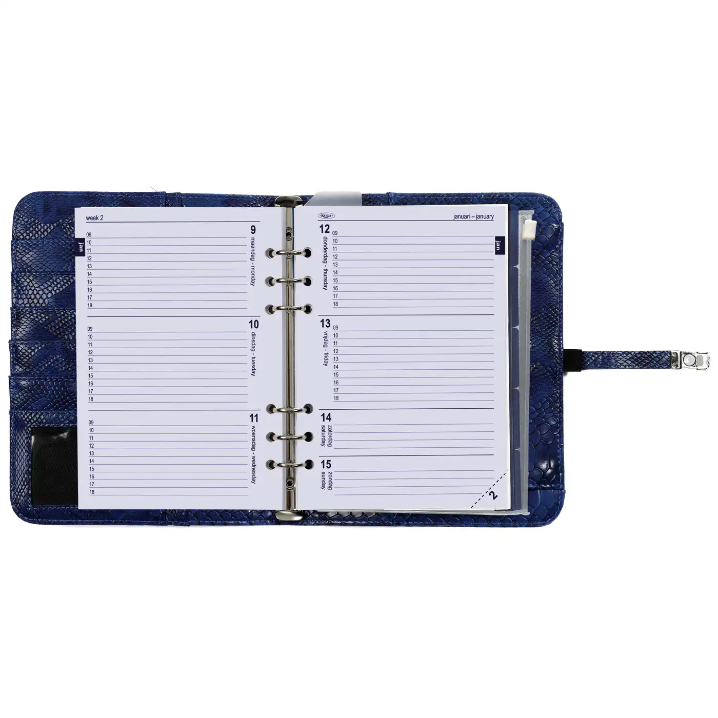 1011-75 A5 Ring Binder Agenda Croco Indigo - Image 7
