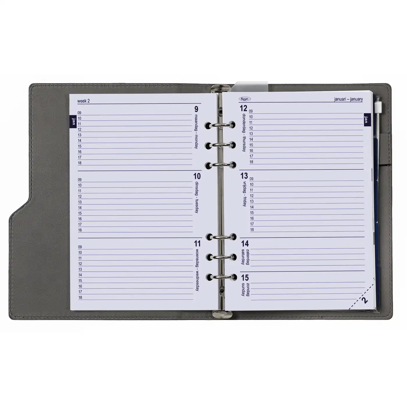 1016-76 A5 Binder Planner Clipbook  Croco Grey - Image 5