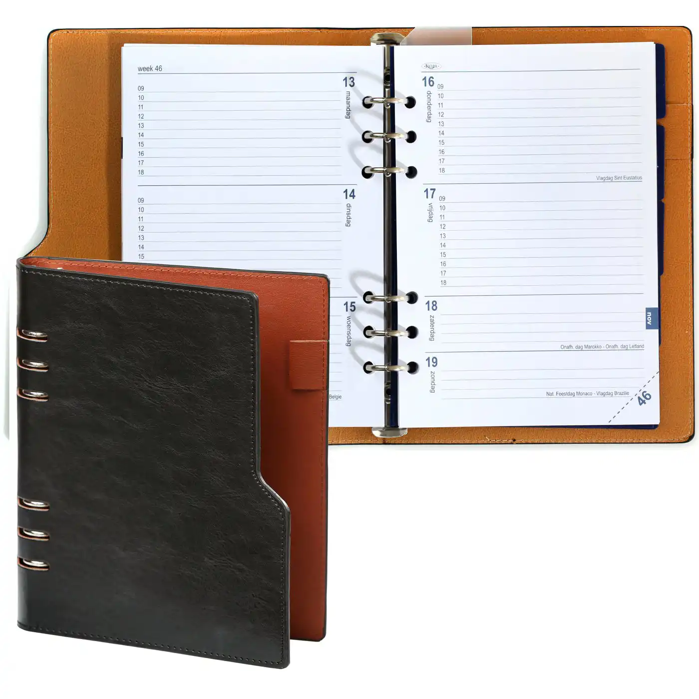 1016-60 Clipbook Refillable A5 6 Ring Binder Agenda Pullup Black - Image 3