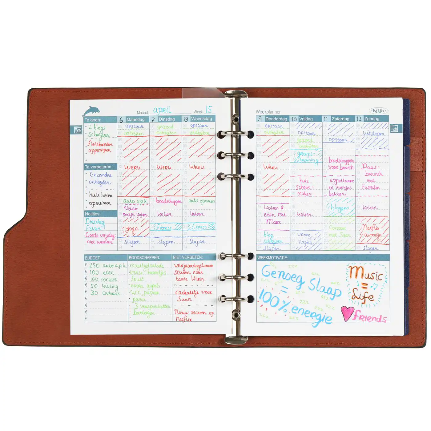 1016-60 Clipbook Refillable A5 6 Ring Binder Agenda Pullup Black - Image 4