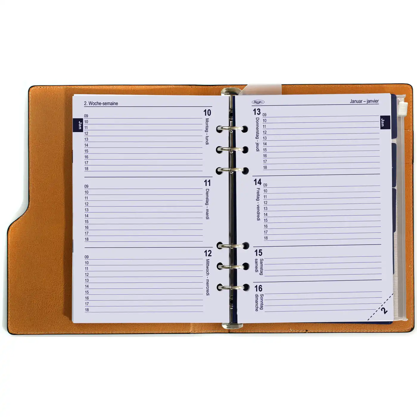 1016-60 Clipbook Refillable A5 6 Ring Binder Agenda Pullup Black - Image 5