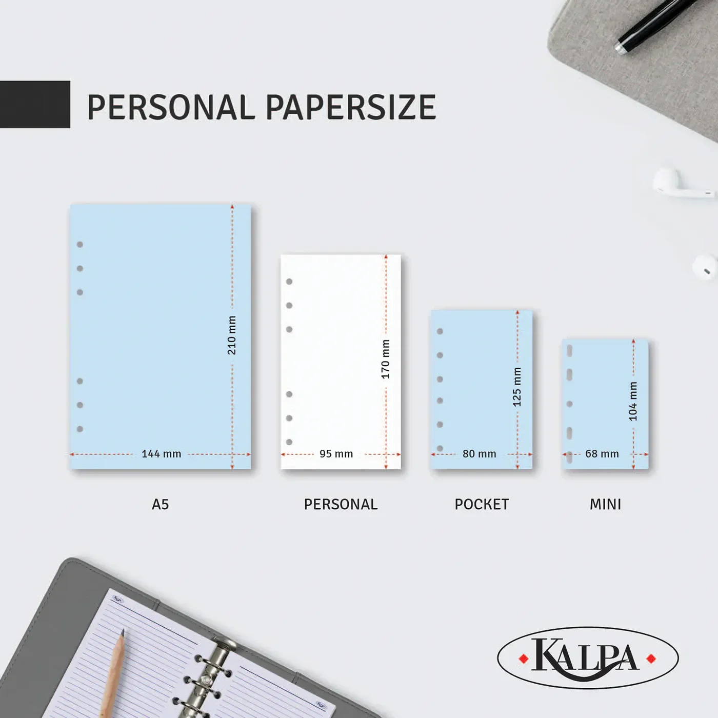 1116-60 Clipbook Personal Ring Binder Planner Pullup Black - Image 11