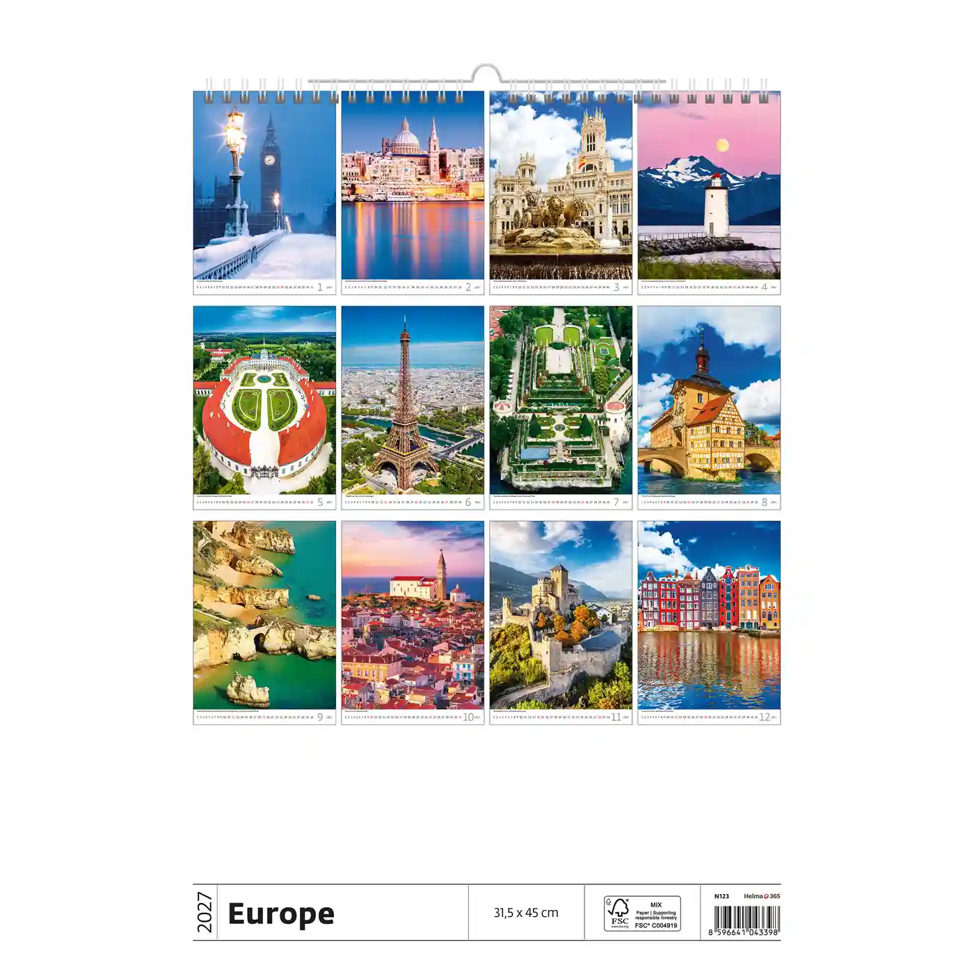 C123-27 Europe scenes Calendar A3+ size 2027 + free 2026 calendar - Image 15