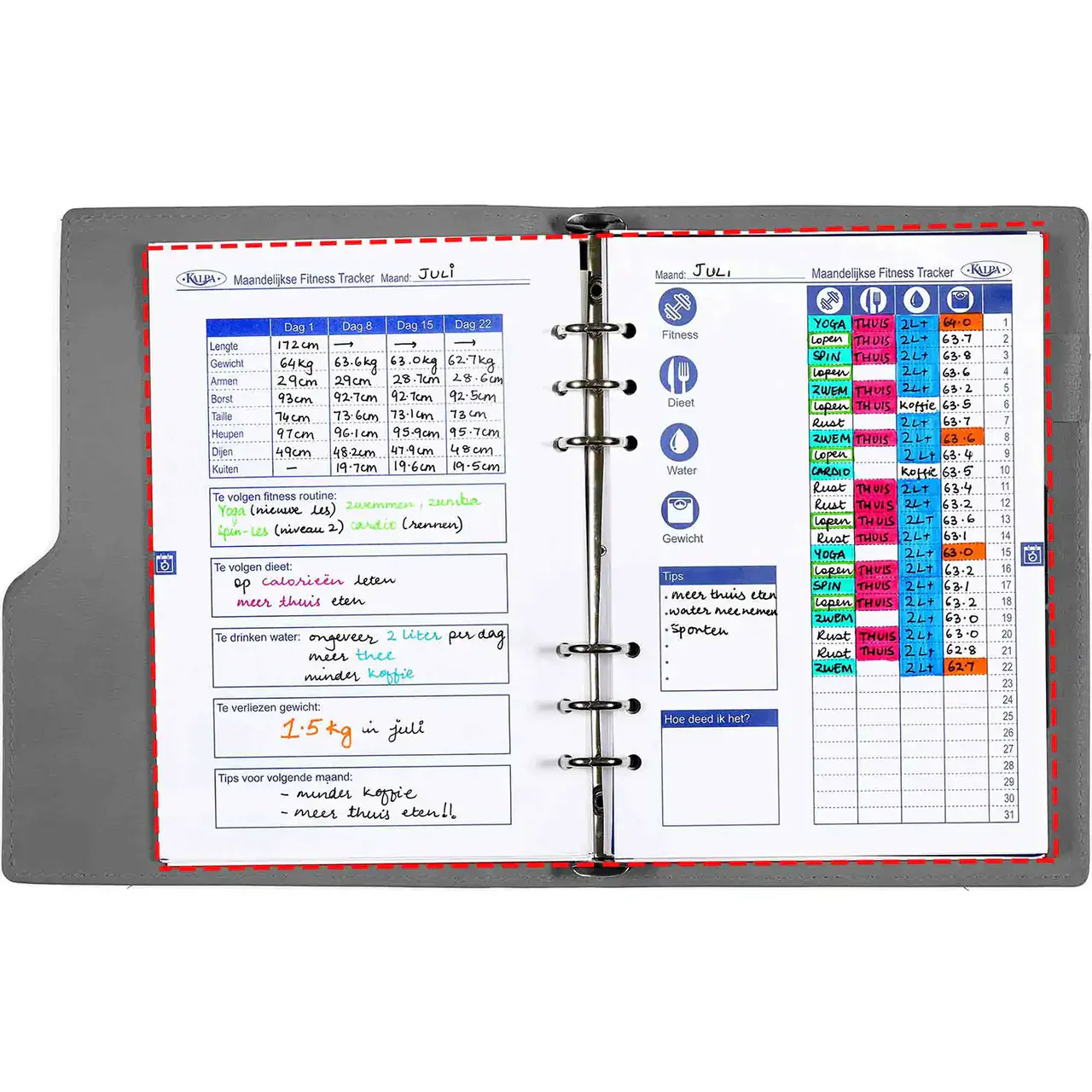 6607-10 210 x 144 mm Health Tracker-Dolphin A5-Loose leaf - Image 4