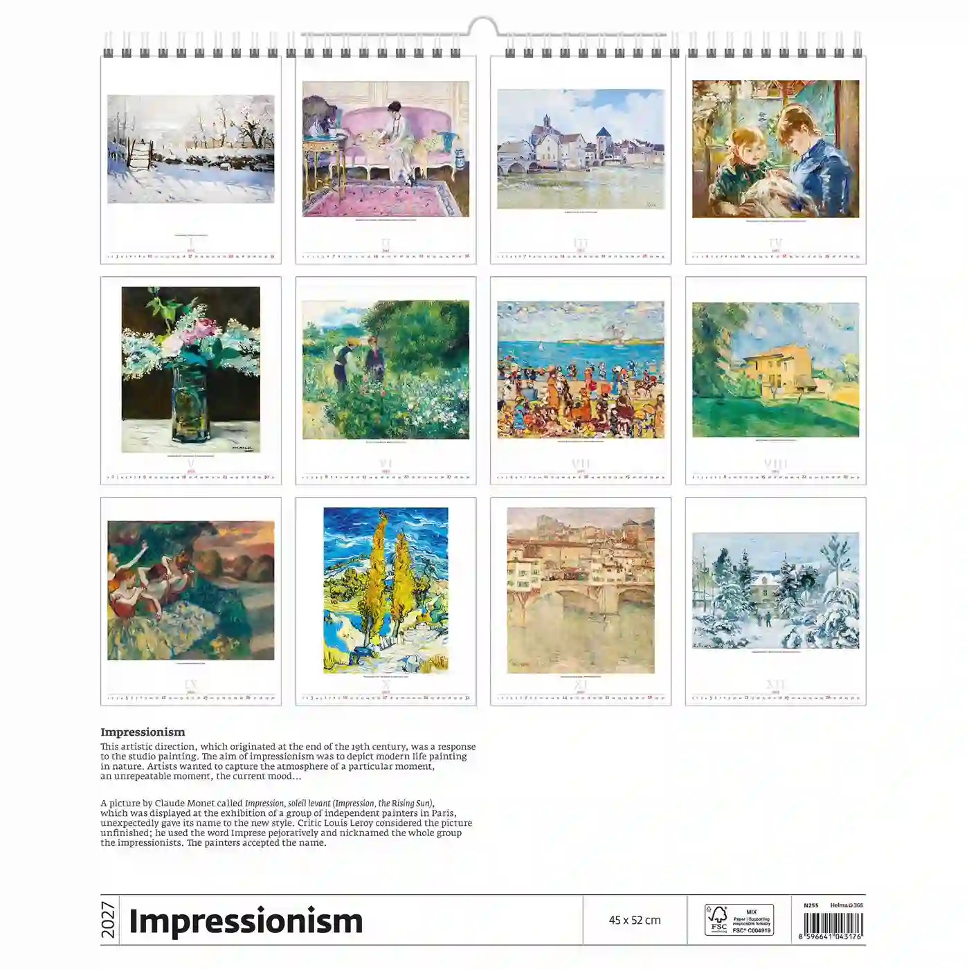C255-27 Impressionist Art Calendar A2 2027 + free 2026 calendar - Image 14