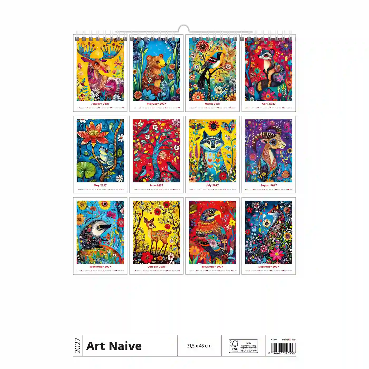 C150-27 Naive Art Paintings Calendar A3+ 2027 + free 2026 calendar - Image 15