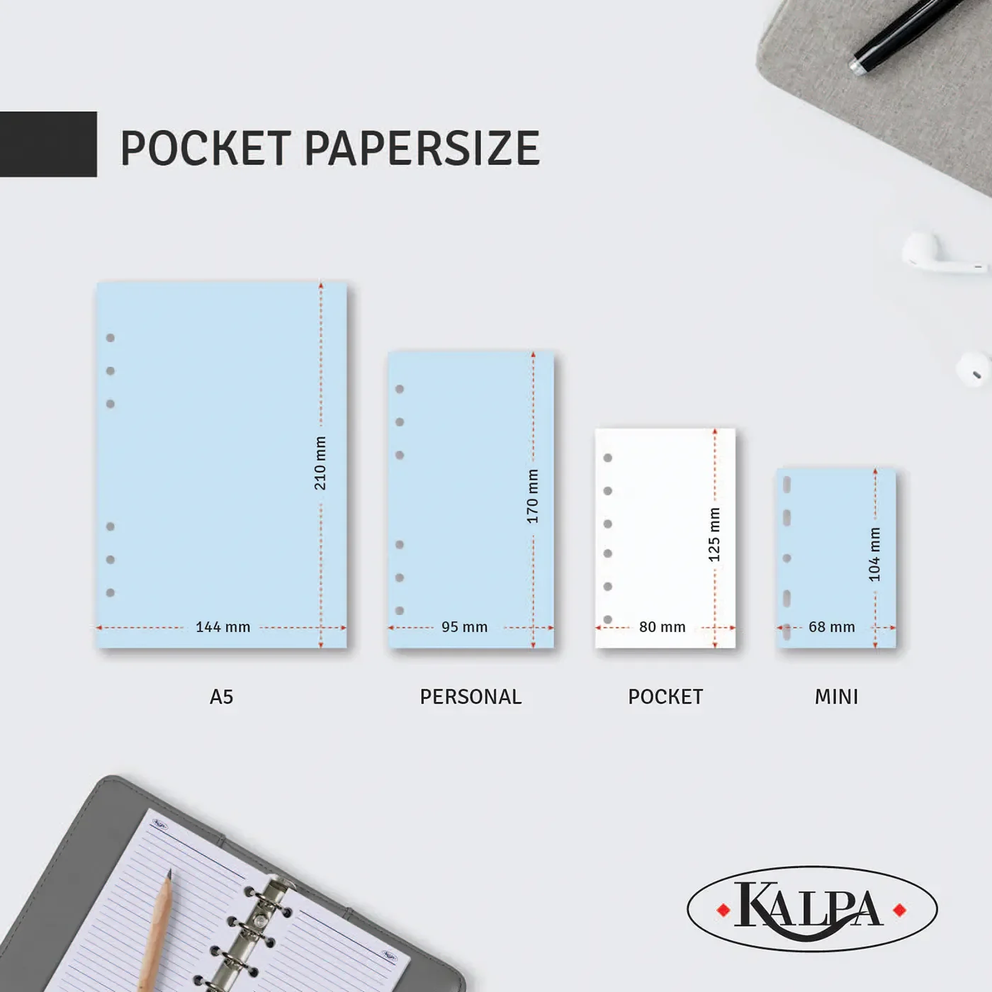 6230-04 125 x 80 mm 4-Valuepack Writingpads for Pocket Agenda Organizer - Image 7