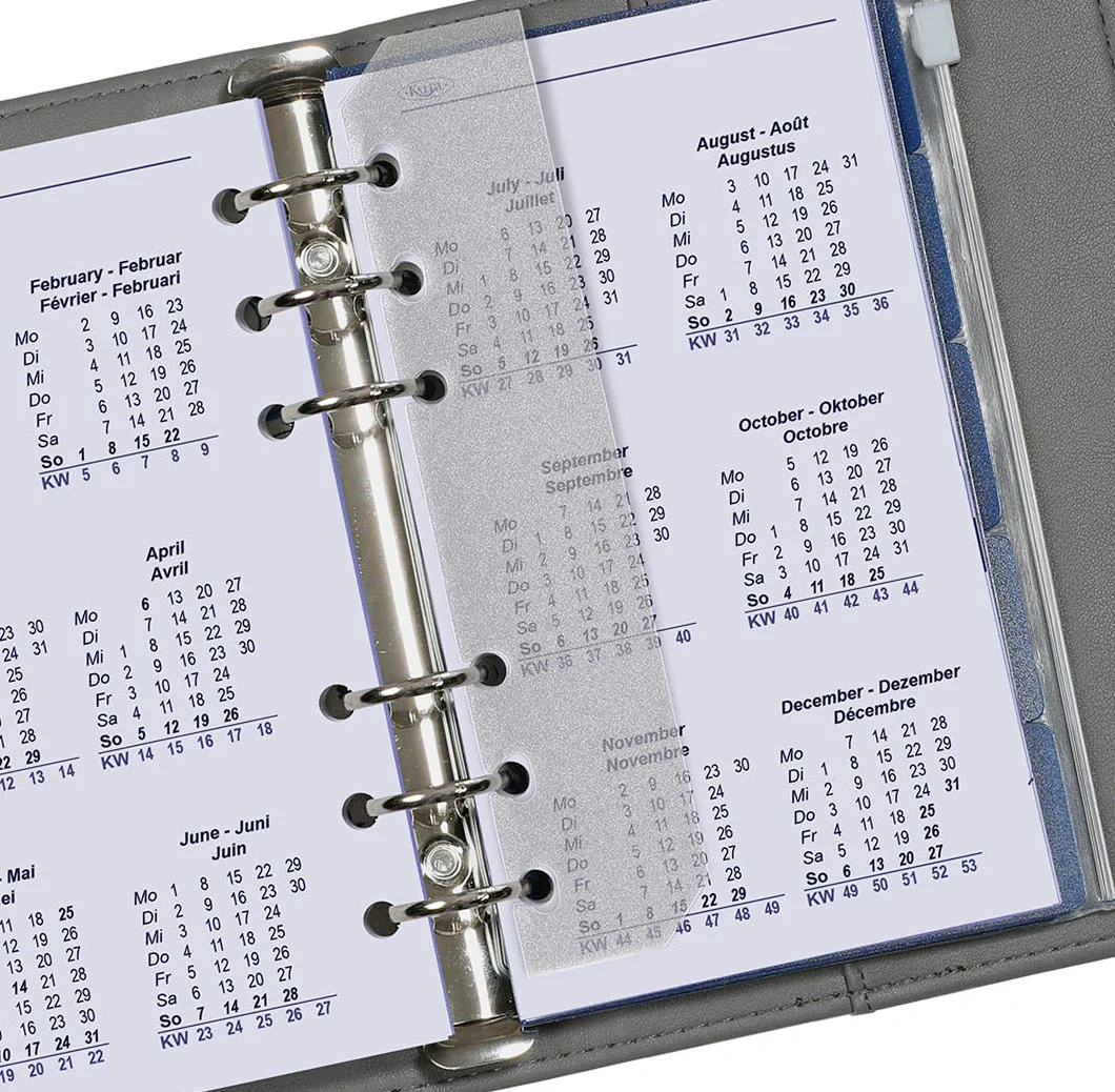 6316-26-27 170 x 95 mm Personal Binder Agenda Inserts Complete Set Weekly EN DE FR 2026 2027 - Image 2