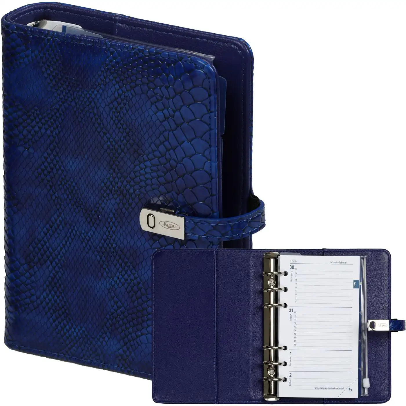 1111-75 Personal Binder Organizer Croco Indigo - Image 7