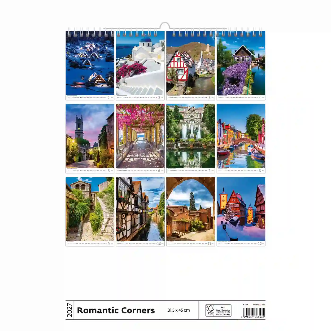 C147-27 Romantic Alleys Calendar A3+ 2027+ free 2026 calendar - Image 15