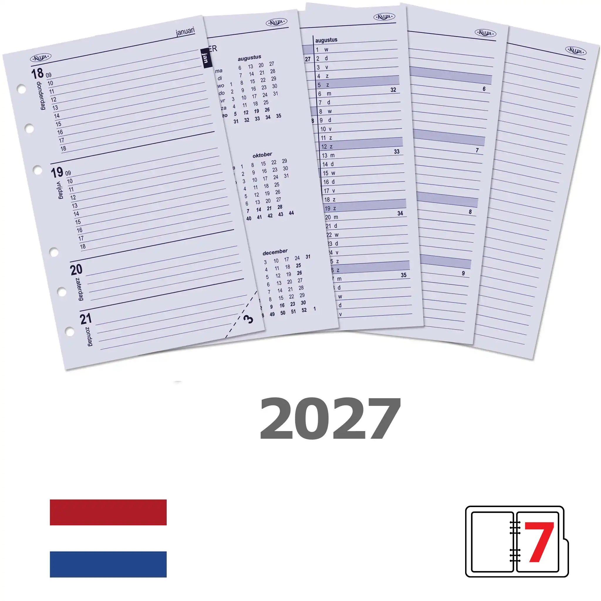 6227-27 150 x 95 mm Senior Agenda Planner Refills Weekly NL 2027